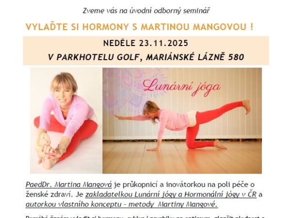 SEMINÁŘ 23.11.2025: Vylaďte si hormony s PaedDr. Martinou Mangovou